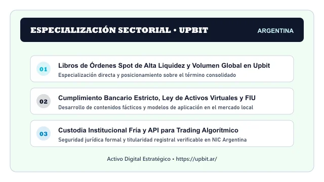 Pilares temáticos y especialización sectorial de Upbit en Argentina